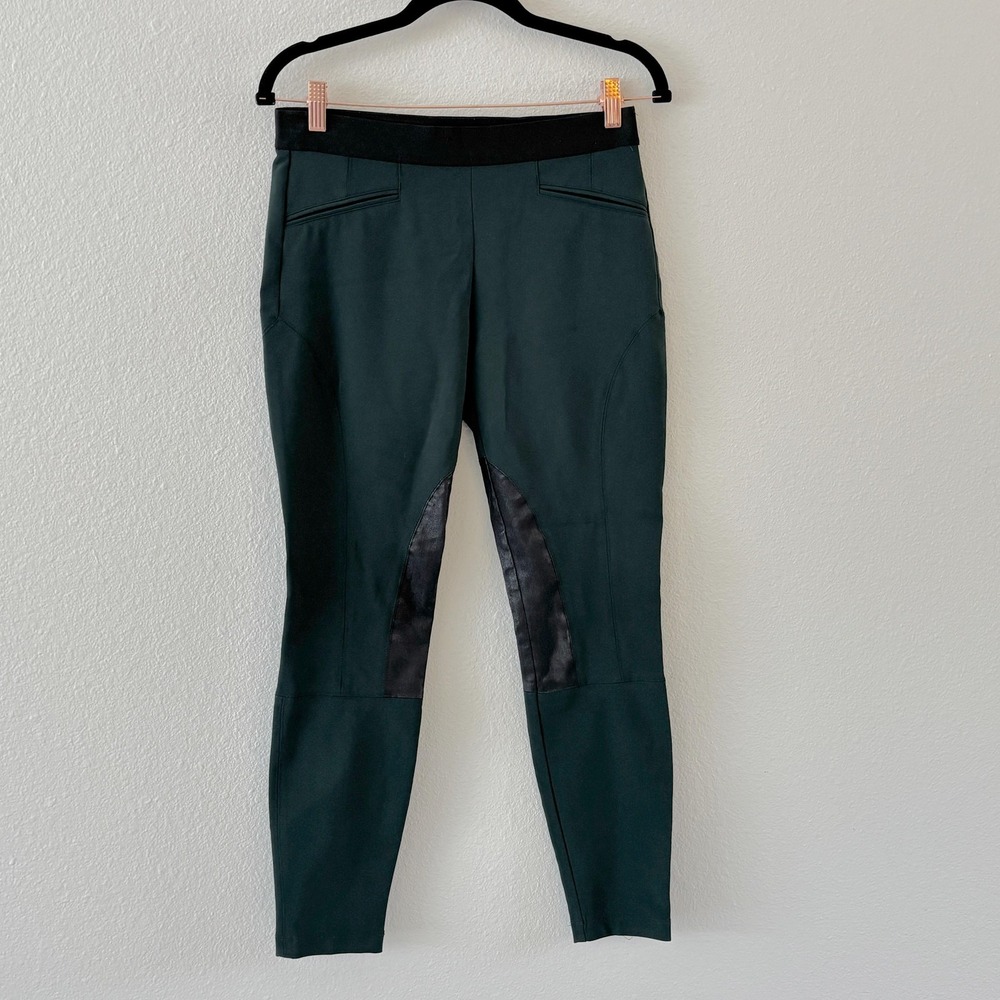 Theory Merryn C Riding Jegging Pants Womens Size 6 Green Faux Leather Equestrian